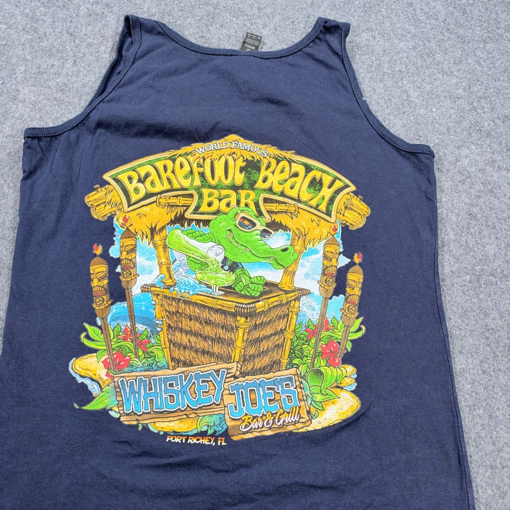 Gildan Softstyle Whiskey Joes Port Richey FL Alligator Tank Top Navy Blue Large